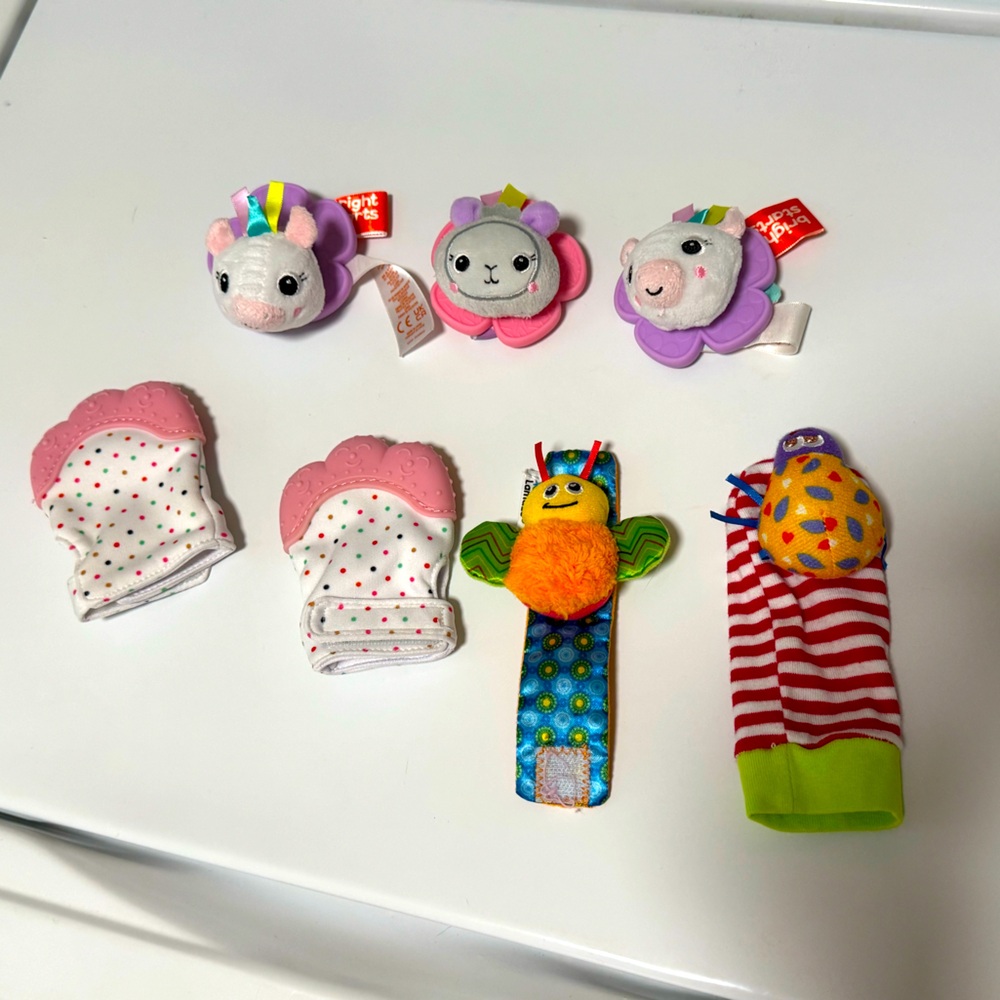 Baby Toys! Rattle and Teether Set - Pink and Multicolor